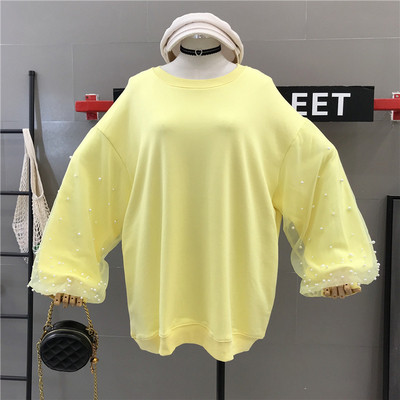 Bluză de damă modernă cu mâneci largi și perle în mai multe culori