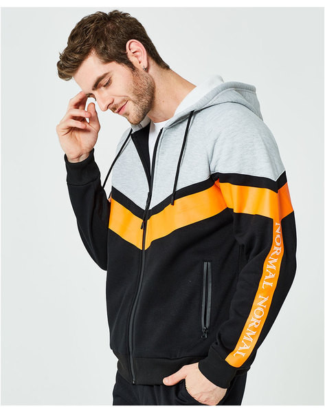 Nappali férfi pulóver kapucnival és nyakkendővel, két színben