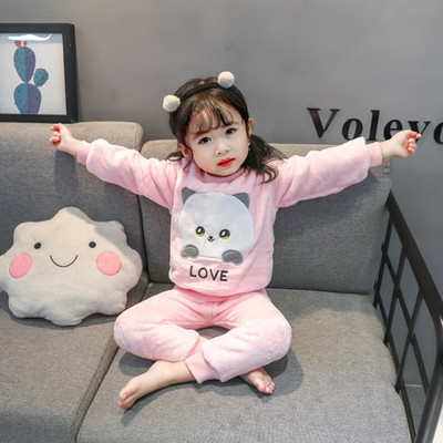 Gyermek pizsama lányoknak két részből, két színben, hímzéssel