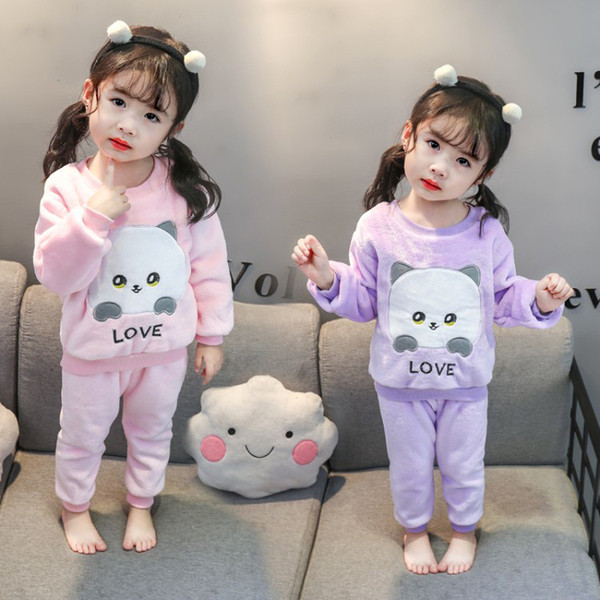 Gyermek pizsama lányoknak két részből, két színben, hímzéssel