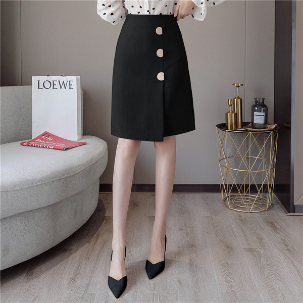 Új modell elegáns női szoknya kék és fekete gombokkal