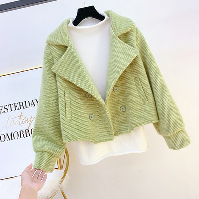 Modern női rövid kabát zsebekkel, két színben