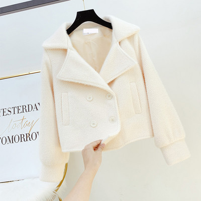 Modern női rövid kabát zsebekkel, két színben