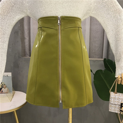 Modern női bőrszoknya több színben cipzárral