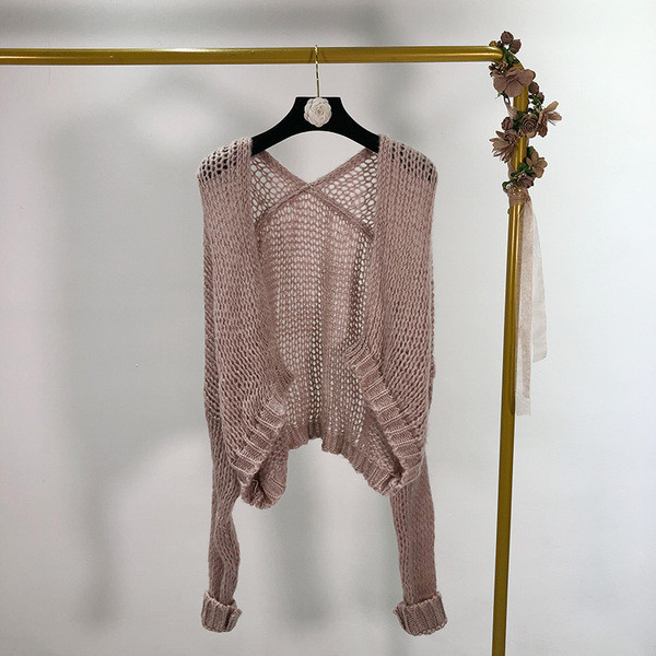 Γυναικεία λεπτή πλεκτή ζακέτα χωρίς στερέωση σε διάφορα χρώματα