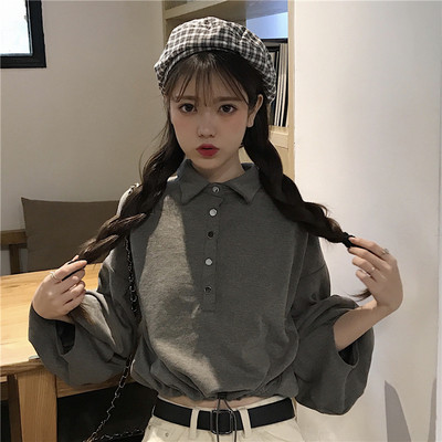 Női rövid blúz három színben, széles ujjakkal és nyakkendőkkel