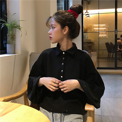 Női rövid blúz három színben, széles ujjakkal és nyakkendőkkel