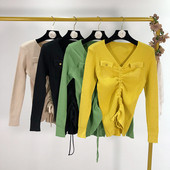 Alkalmi pulóver spitz nyakkivágással és nyakkendővel több színben