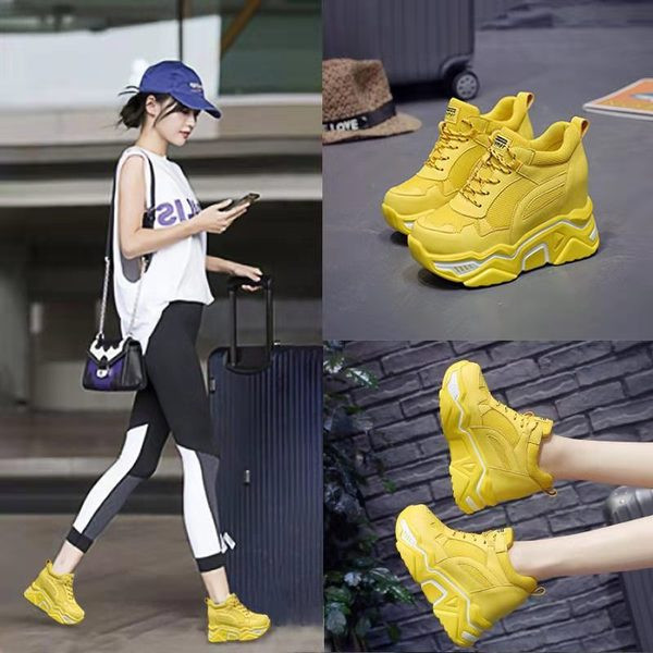 Alkalmi női tornacipő platformmal zöld, sárga, fehér és fekete színben