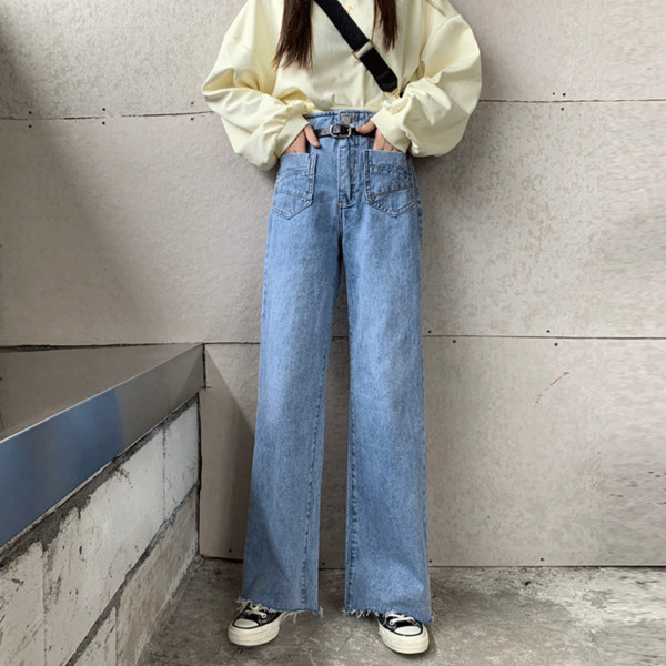 Női alkalmi farmernadrág három színben, övvel