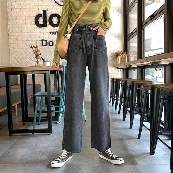 Női alkalmi farmernadrág három színben, övvel