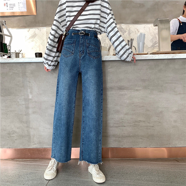 Női alkalmi farmernadrág három színben, övvel