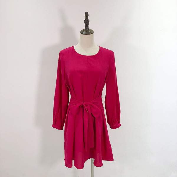 Rochie de dama in visiniu cu cravate in talie