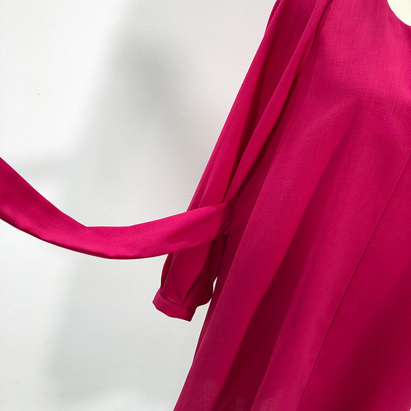 Rochie de dama in visiniu cu cravate in talie