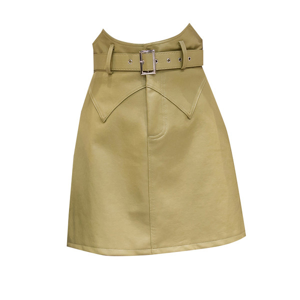 Modern női rövid szoknya eko bőrből, övvel több színben