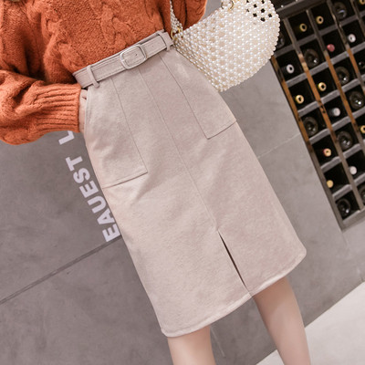 Fusta dama casual model nou cu buzunare si curea in mai multe culori