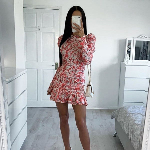 Modern női rövid ruha hosszú ujjal, két színben