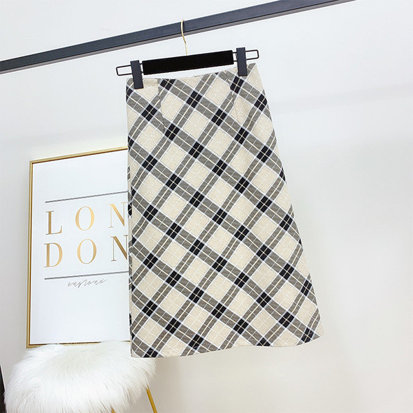 Modern női kockás szoknya magas derékkal több színben