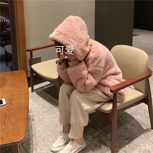 Puha női laza pulóver zsebbel és cipzárral