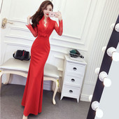 Rochie lunga de dama eleganta cu dantela si panglica in mai multe culori