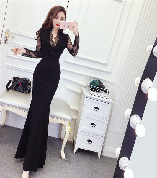 Rochie lunga de dama eleganta cu dantela si panglica in mai multe culori