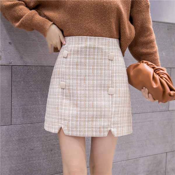 Új modell rövid női szoknya magas derékkal bézs és kék színben