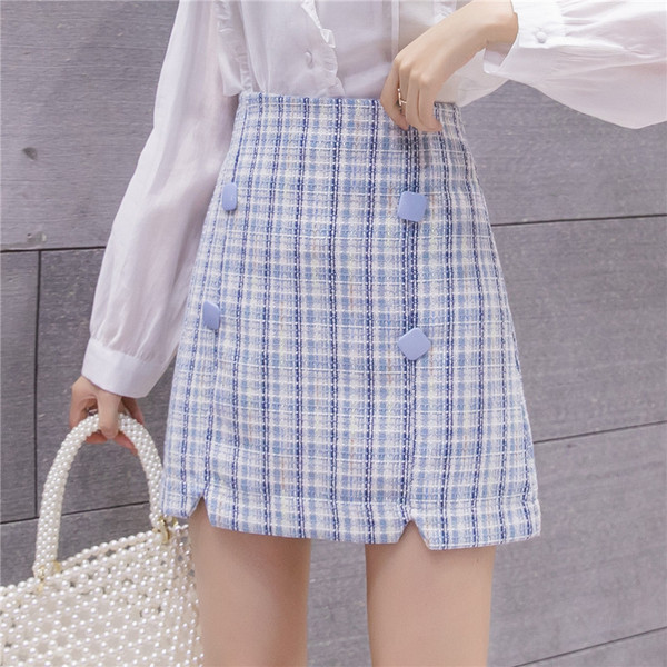 Új modell rövid női szoknya magas derékkal bézs és kék színben