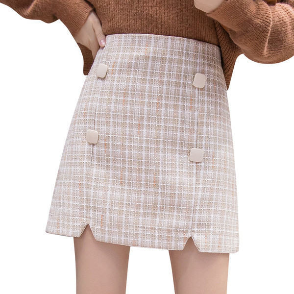 Új modell rövid női szoknya magas derékkal bézs és kék színben