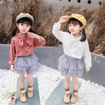 Стилна детска риза за момичета в два цвята с дълъг ръкав