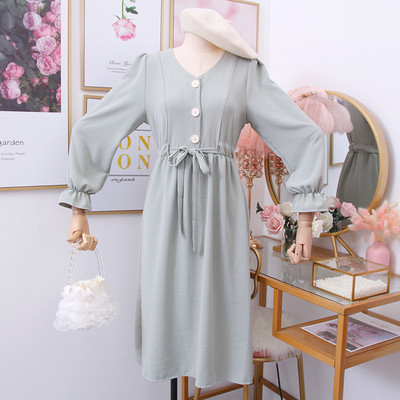 Model nou de rochie casual dama cu decolteu spitz si maneci lungi in mai multe culori