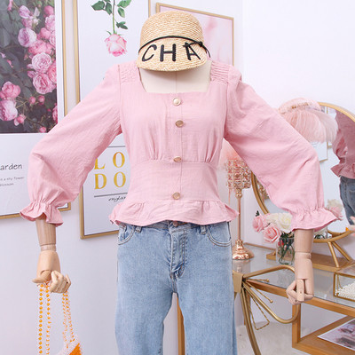 Modern kockás női ing négyzet alakú nyakkivágással, több színben