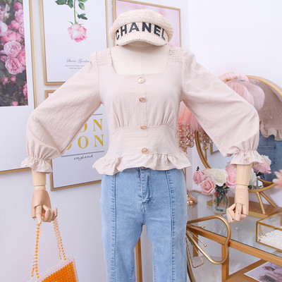 Modern kockás női ing négyzet alakú nyakkivágással, több színben