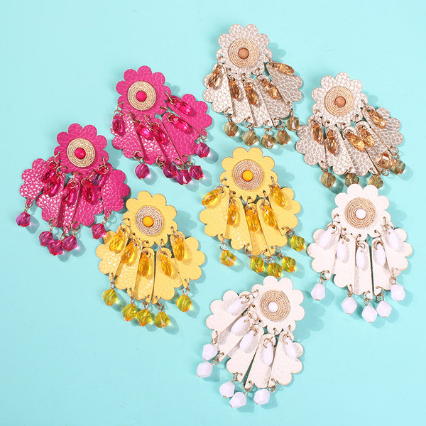 Elegáns női függő fülbevaló kövekkel több színben