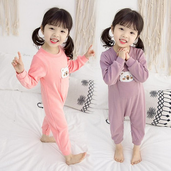 Детска пижама за момичета в два цвята с копчета и джоб