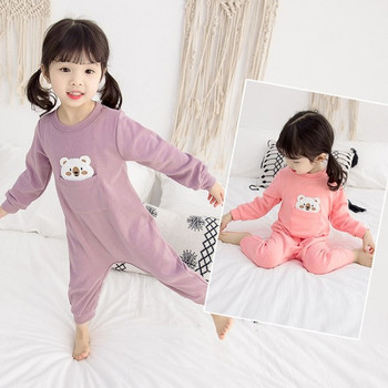 Детска пижама за момичета в два цвята с копчета и джоб
