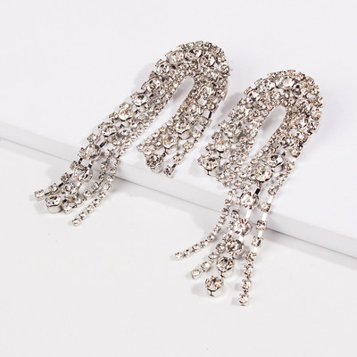 Κομψά γυναικεία κρεμαστά σκουλαρίκια με πέτρες σε δύο χρώματα