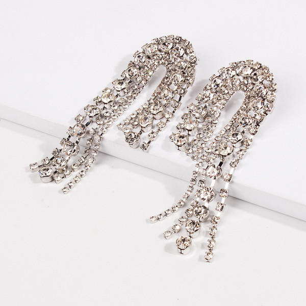 Κομψά γυναικεία κρεμαστά σκουλαρίκια με πέτρες σε δύο χρώματα