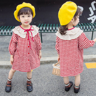 Piros kockás gyerekruha, hosszú ujjal