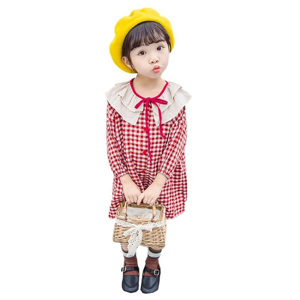 Piros kockás gyerekruha, hosszú ujjal