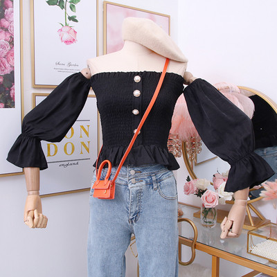 Cămașă modernă de damă cu umerii goi și mâneci lotus în mai multe culori