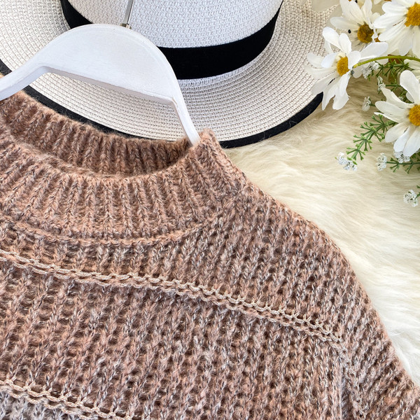 Pulover casual dama cu decolteu oval in doua culori