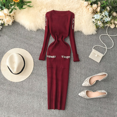 Női alkalmi ruha gyöngyökkel, többféle színben