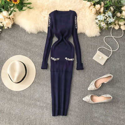 Női alkalmi ruha gyöngyökkel, többféle színben