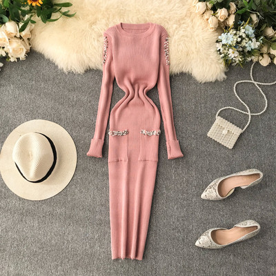 Női alkalmi ruha gyöngyökkel, többféle színben