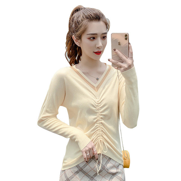 Bluză casual de damă cu decolteu și cravate spitz