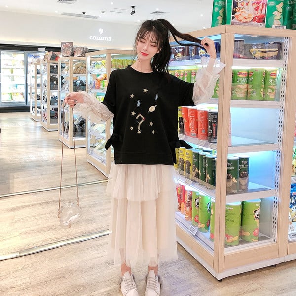 Modern szett - rátétes blúz és tüllszoknya