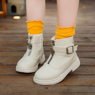 Детски боти за момичета в три цвята с цип и катарама