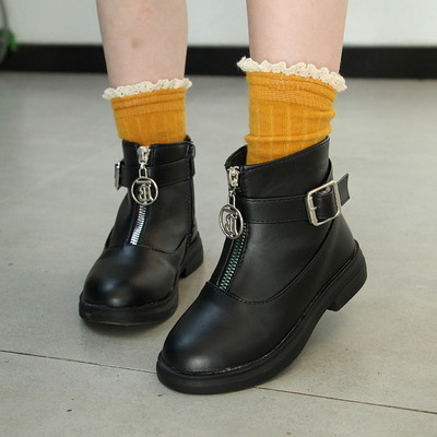 Детски боти за момичета в три цвята с цип и катарама