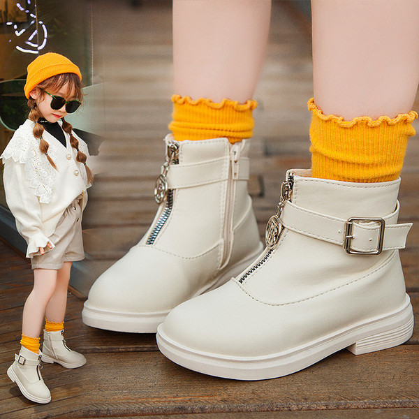 Детски боти за момичета в три цвята с цип и катарама