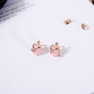 Μοντέρνα γυναικεία σκουλαρίκια σε ροζ και λευκό χρώμα